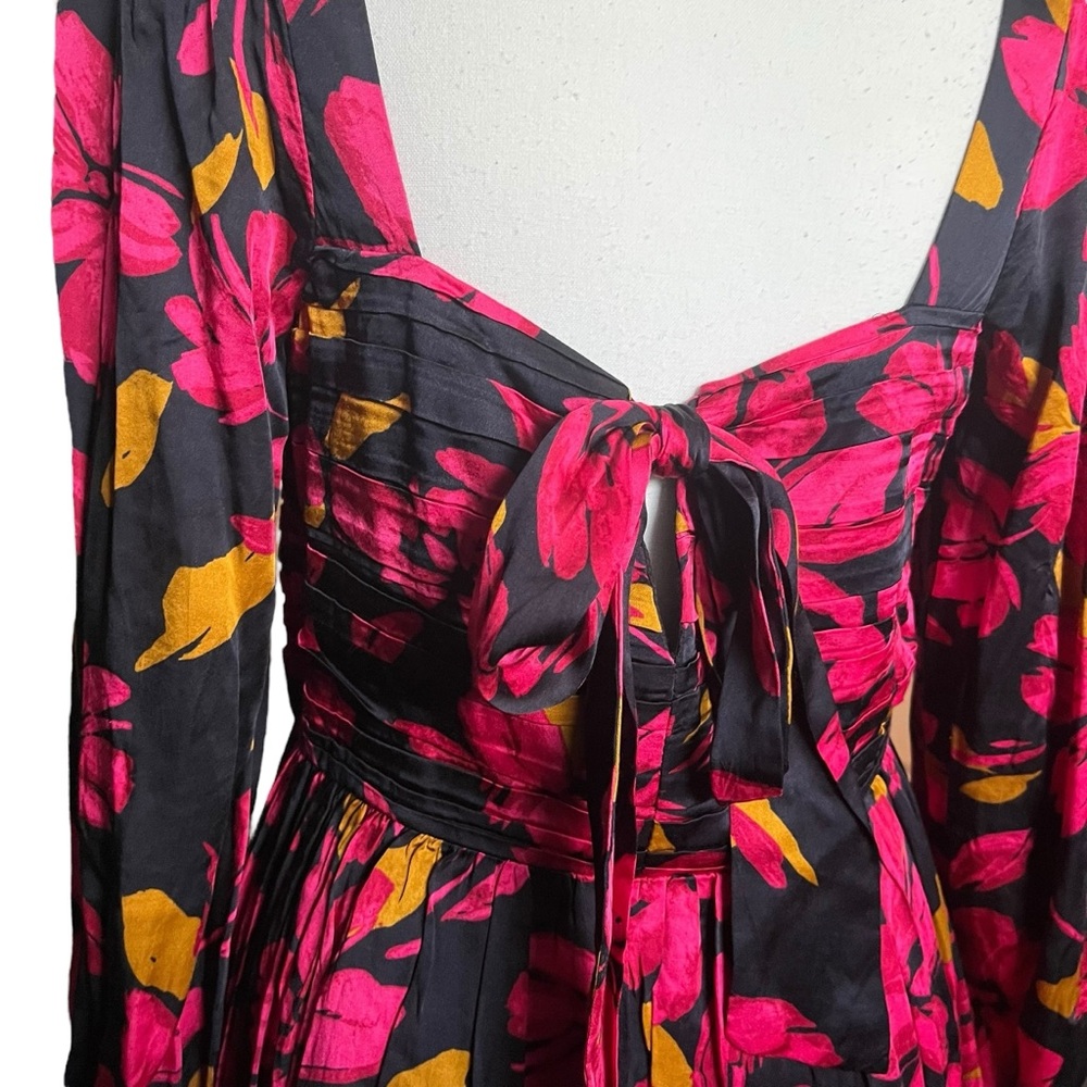 Saylor Fritz Floral Print Long Sleeve Babydoll Dress Sz‎ M Black Multi Floral - Picture 8 of 11